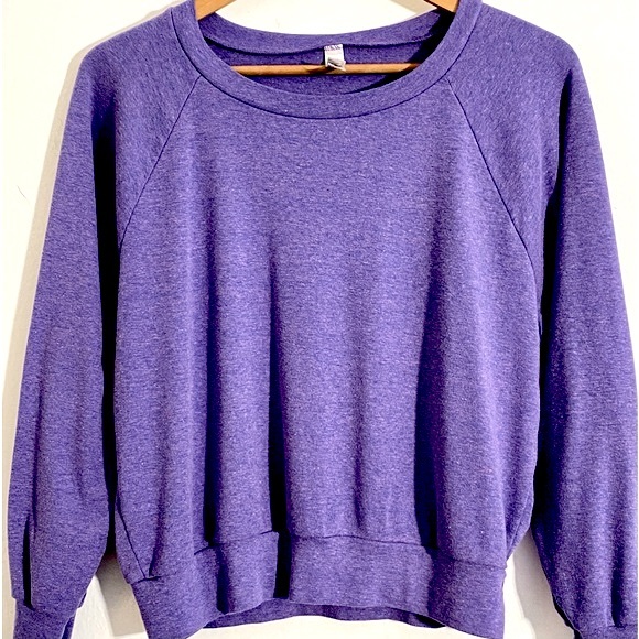 American Apparel Tops - American Apparel  Light Weight Tri-Blend Heather Purple Raglan Sweatshirt - Smal